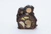 Cross cut HNINA Organic Fair Trade Raw Dark Chocolate delicious nourishing Macadamias + Pistachios rocks with sprouted nuts 
