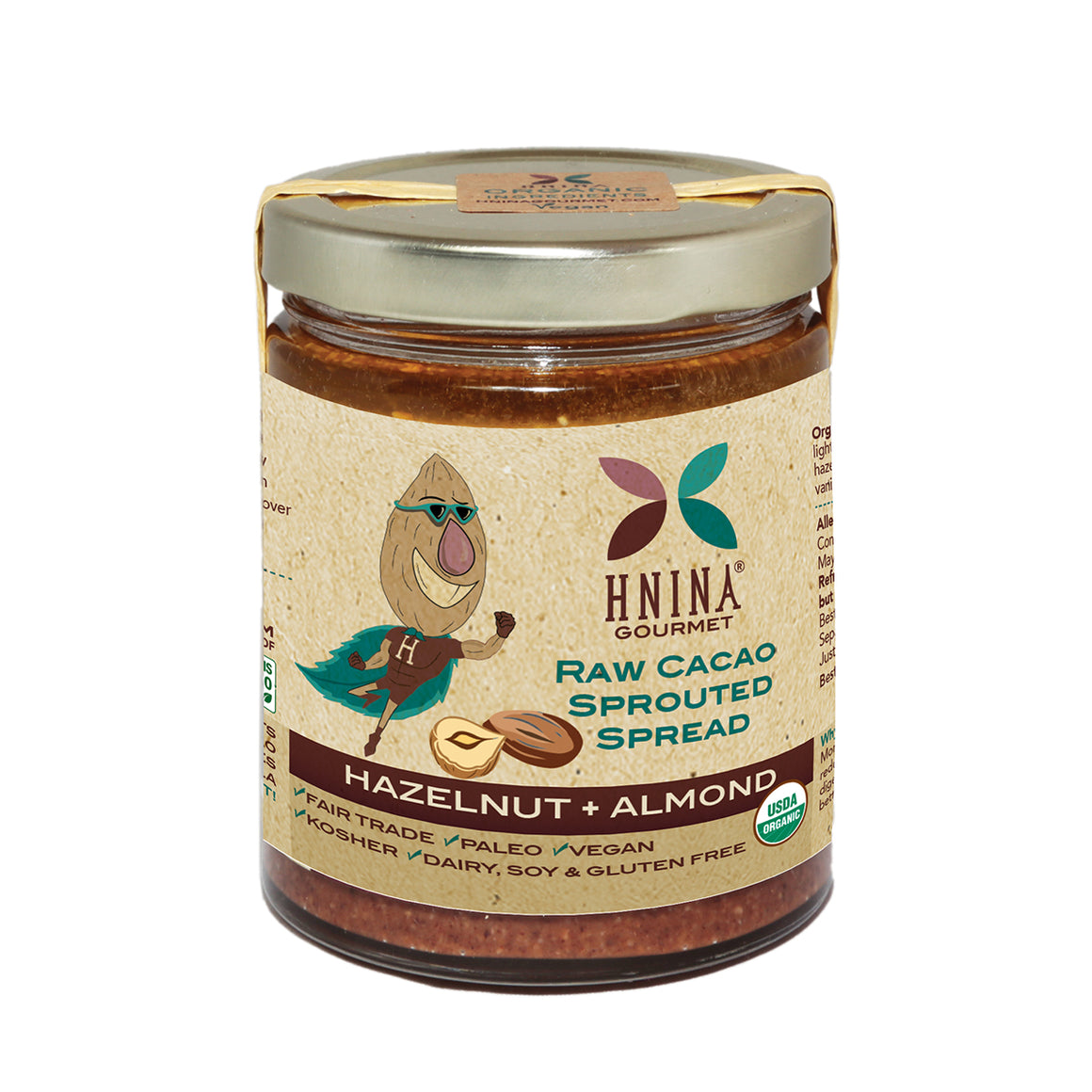 Raw Cacao Sprouted Spread: HAZELNUT + ALMOND.  The perfect Nutella replacement.