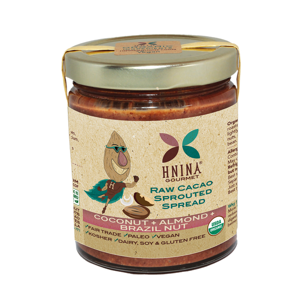 Coconuts Almond Brazil Nut Raw Cacao Sprouted Nut Spread